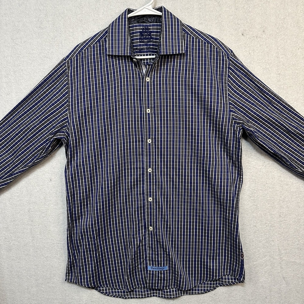 English Laundry Men's Long Sleeve Blue Checked 16 34/35 Flip Cuff Handsome